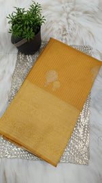 Golden Mustard Banarasi Georgette-Crepe Silk Saree with Self Zari Weaving