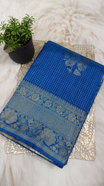 Royal Blue Banarasi Georgette-Crepe Silk Saree with Silver Zari Kattams