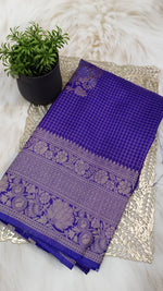 Royal Purple Banarasi Georgette-Crepe Silk Saree with Intricate Zari Border