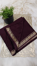 Deep Maroon Mysore Crepe Silk Saree with Rich Golden Border