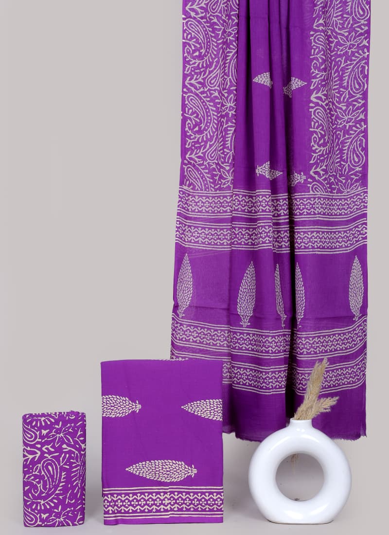 Block printed 3 pc Suit sets (mul cotton) - jaipur factory sale