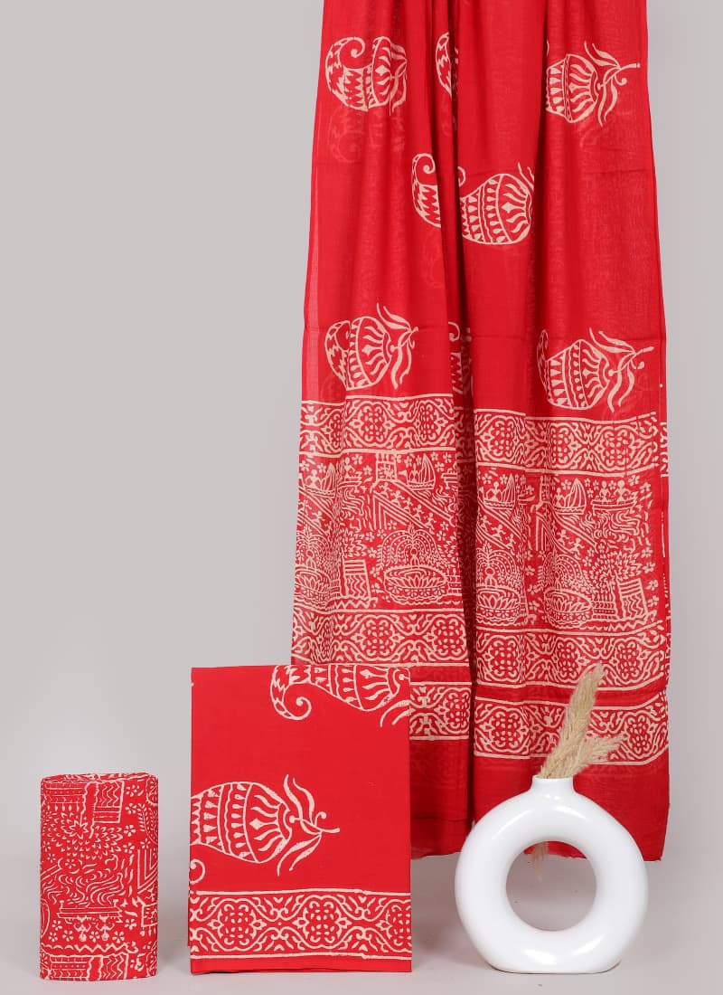 Block printed 3 pc Suit sets (mul cotton) - jaipur factory sale