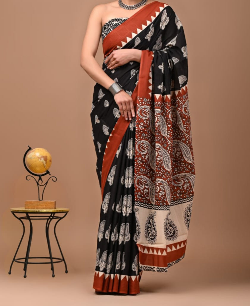 120 count mul cotton with blouse(Jaipur factory sale)