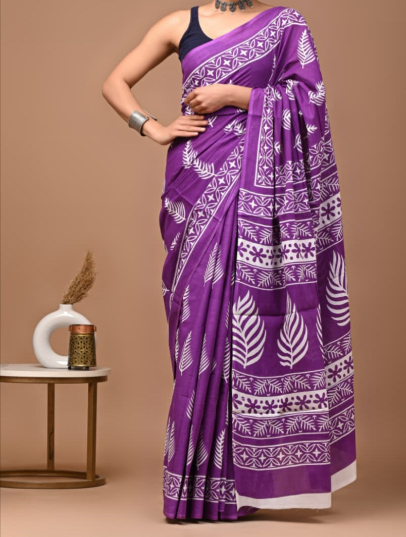 120 count mul cotton with blouse(Jaipur factory sale)
