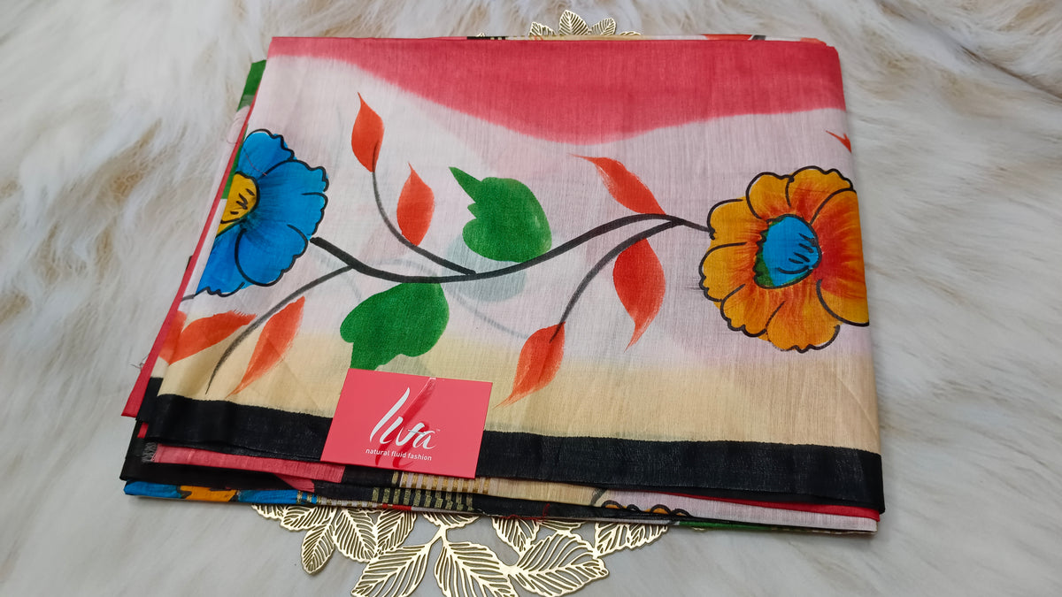 Chanderi hand paint silk (March 4 Live)