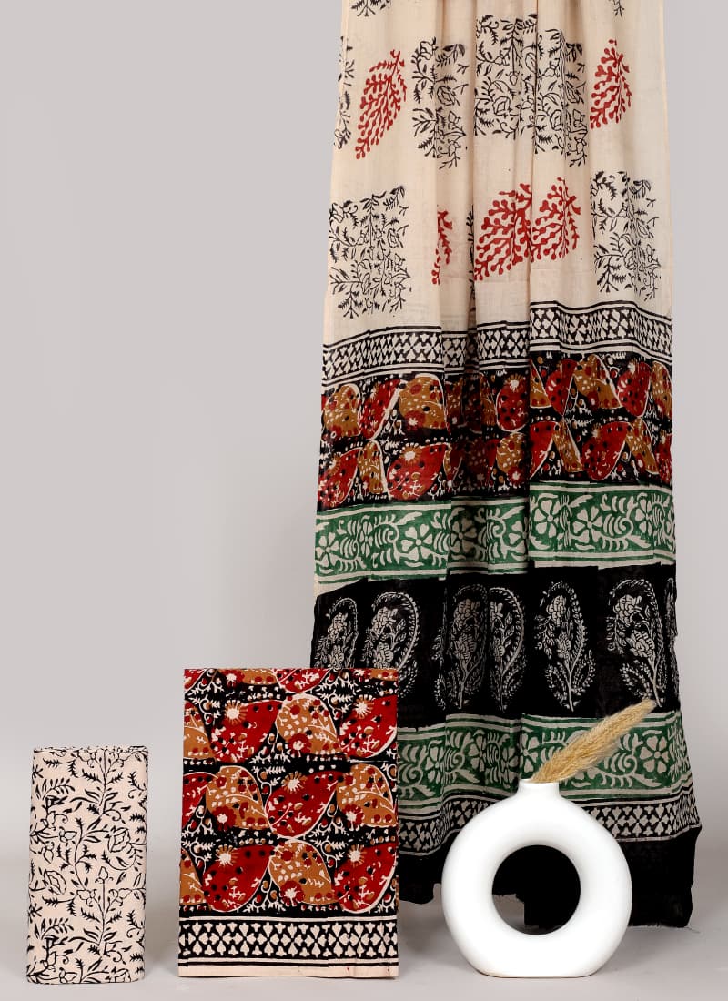 Block printed 3 pc Suit sets (mul cotton) - jaipur factory sale