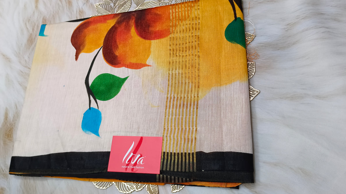 Chanderi hand paint silk (March 4 Live)