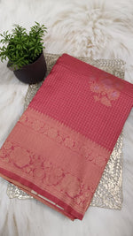Pink Banarasi Georgette-Crepe Silk Saree with Podi Zari Kattams