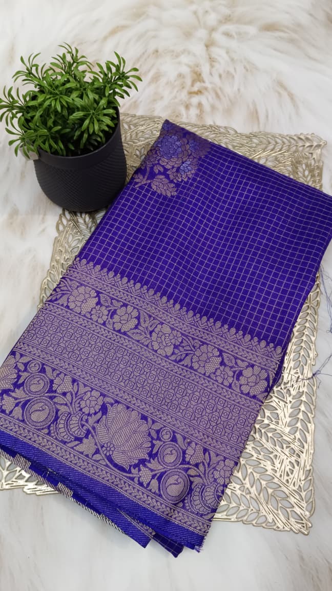 Royal Purple Banarasi Georgette-Crepe Silk Saree with Intricate Zari Border