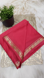 Pink Mysore Crepe Silk Saree with Golden Elephant Border
