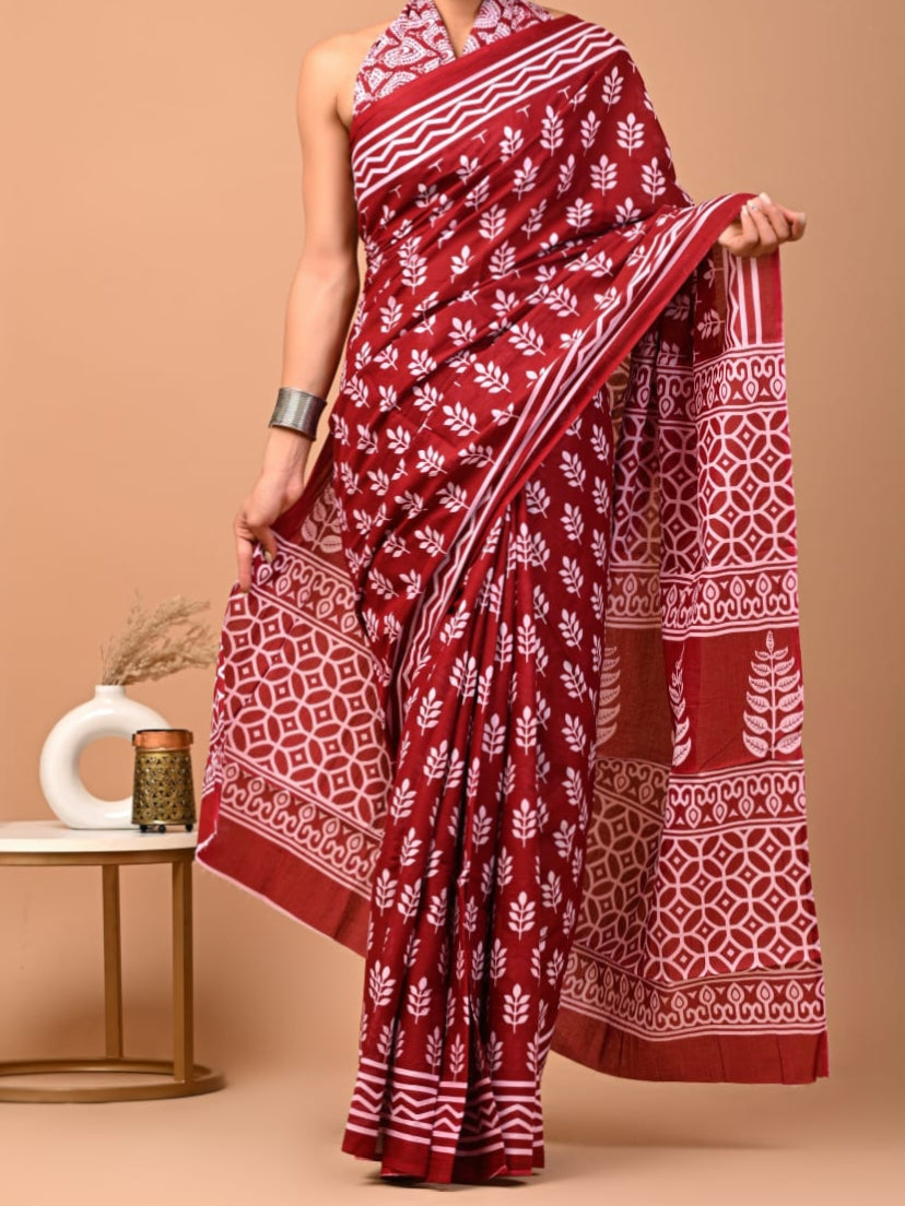 120 count mul cotton with blouse(Jaipur factory sale)
