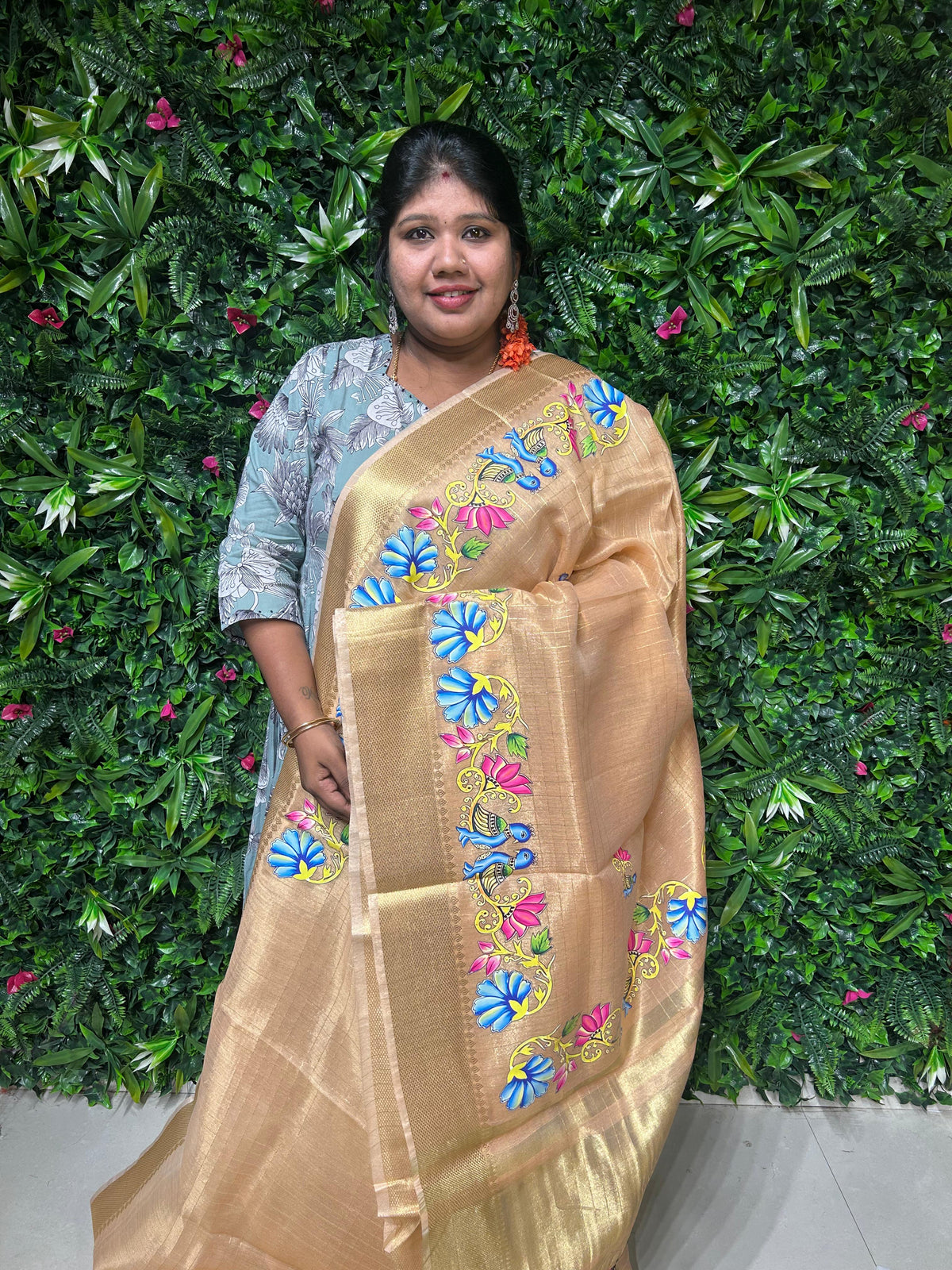 Tanjore paint saree