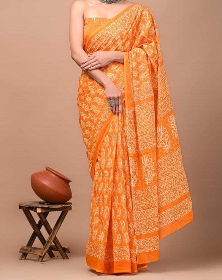 120 count mul cotton with blouse(Jaipur factory sale)