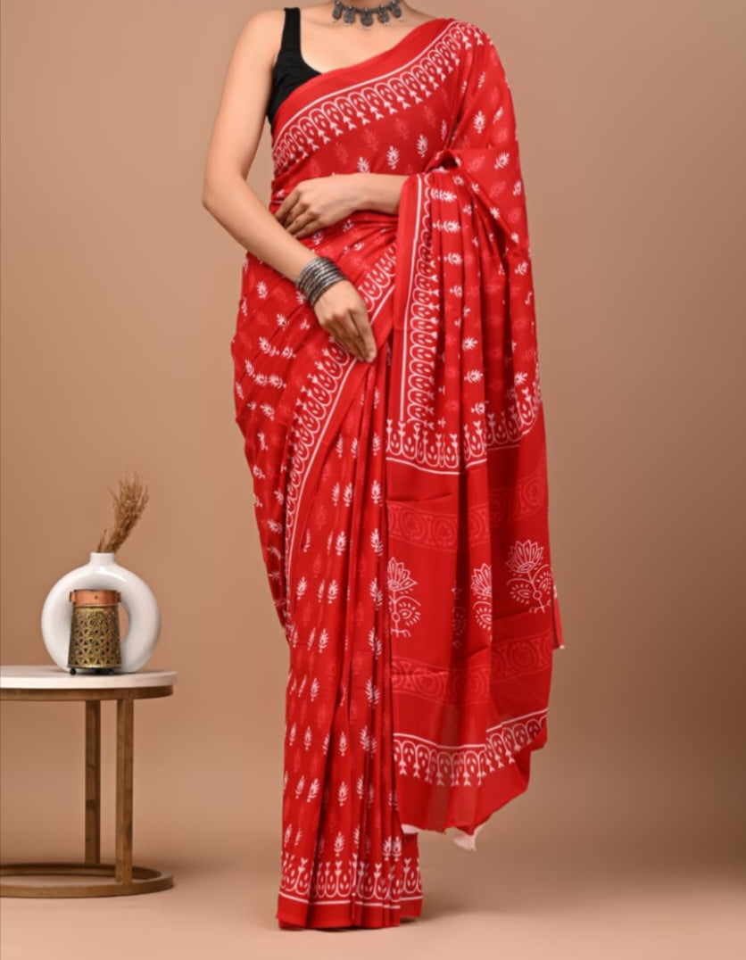 120 count mul cotton with blouse(Jaipur factory sale)