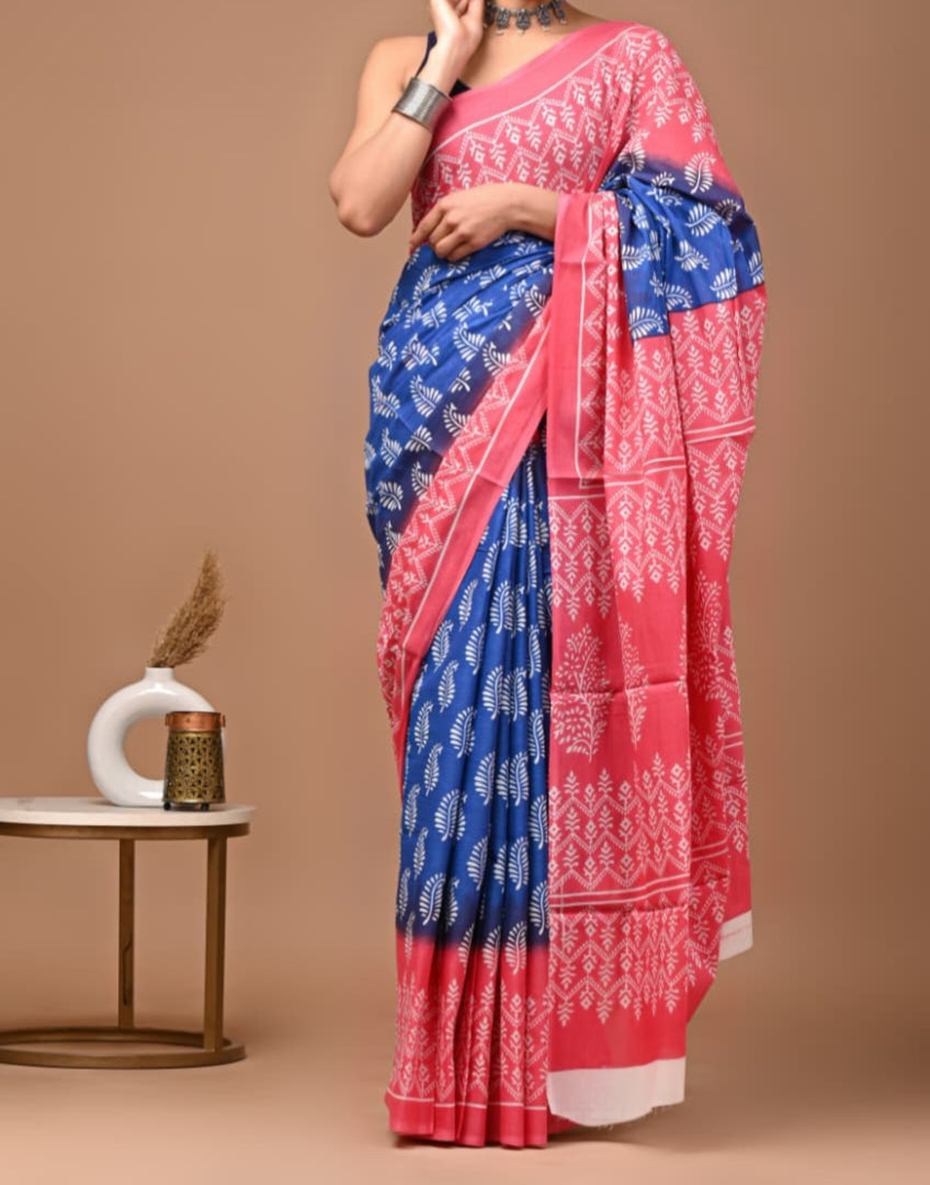 120 count mul cotton with blouse(Jaipur factory sale)