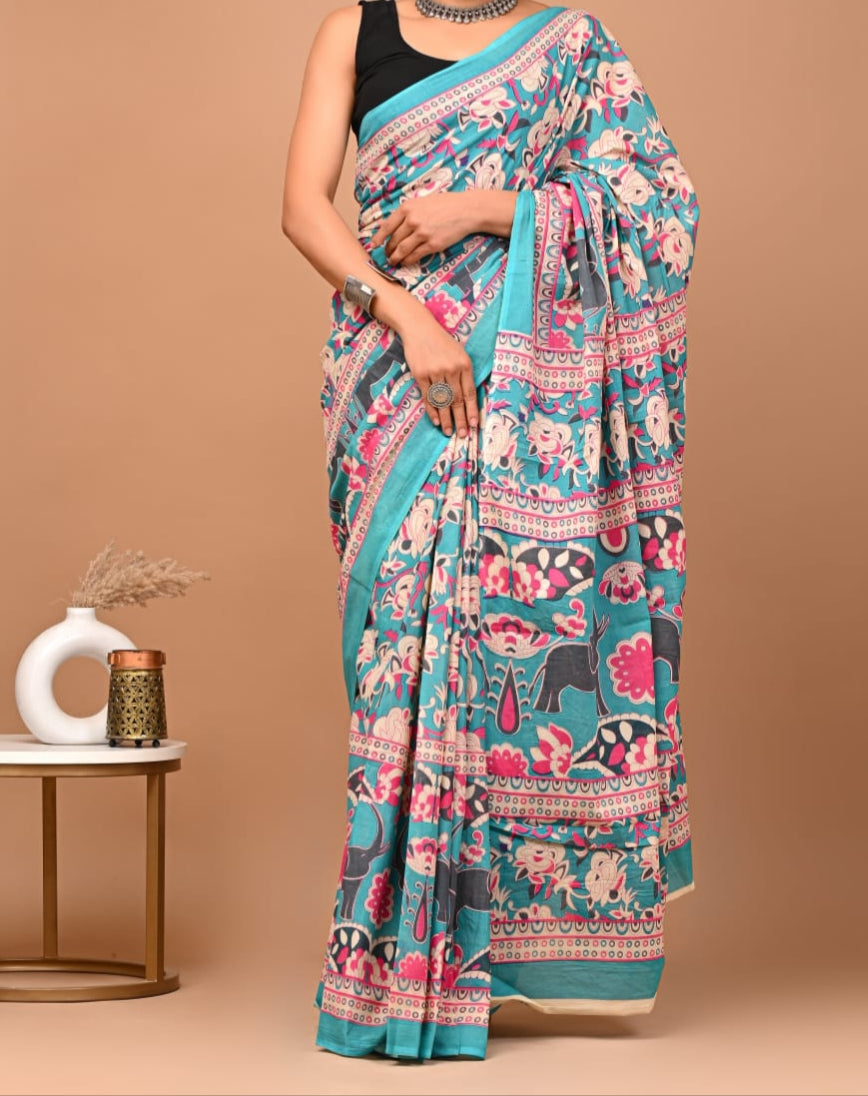 120 count mul cotton with blouse(Jaipur factory sale)
