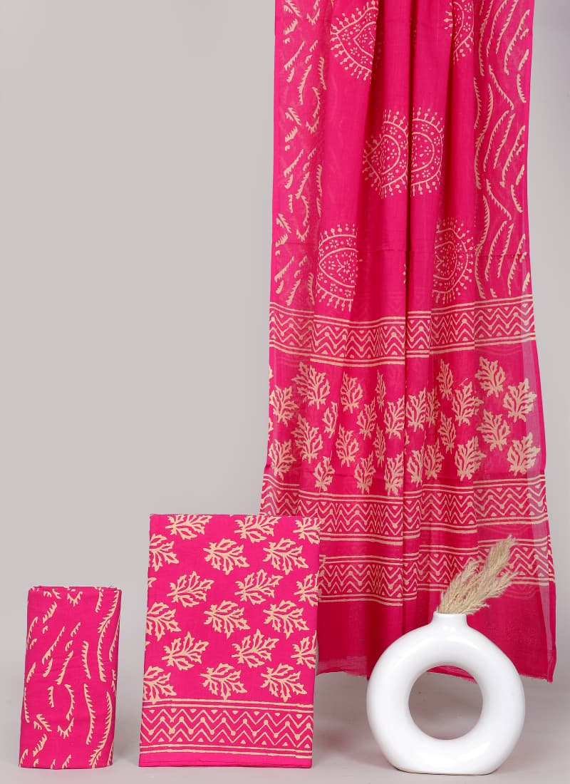 Block printed 3 pc Suit sets (mul cotton) - jaipur factory sale