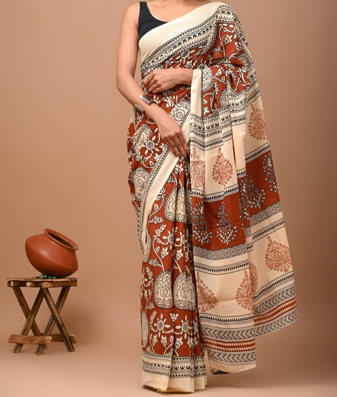 120 count mul cotton with blouse(Jaipur factory sale)