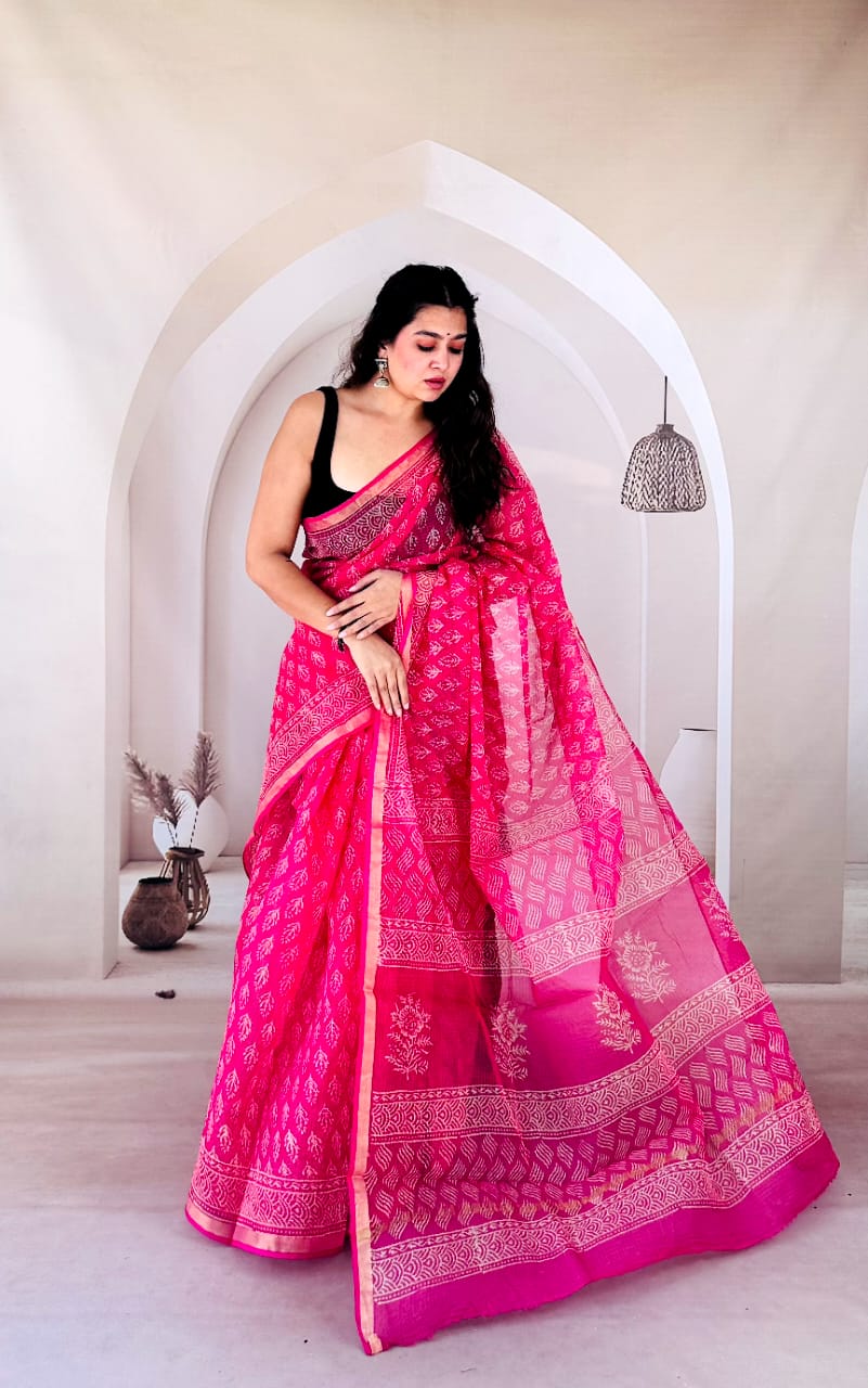 Handblock kota sarees