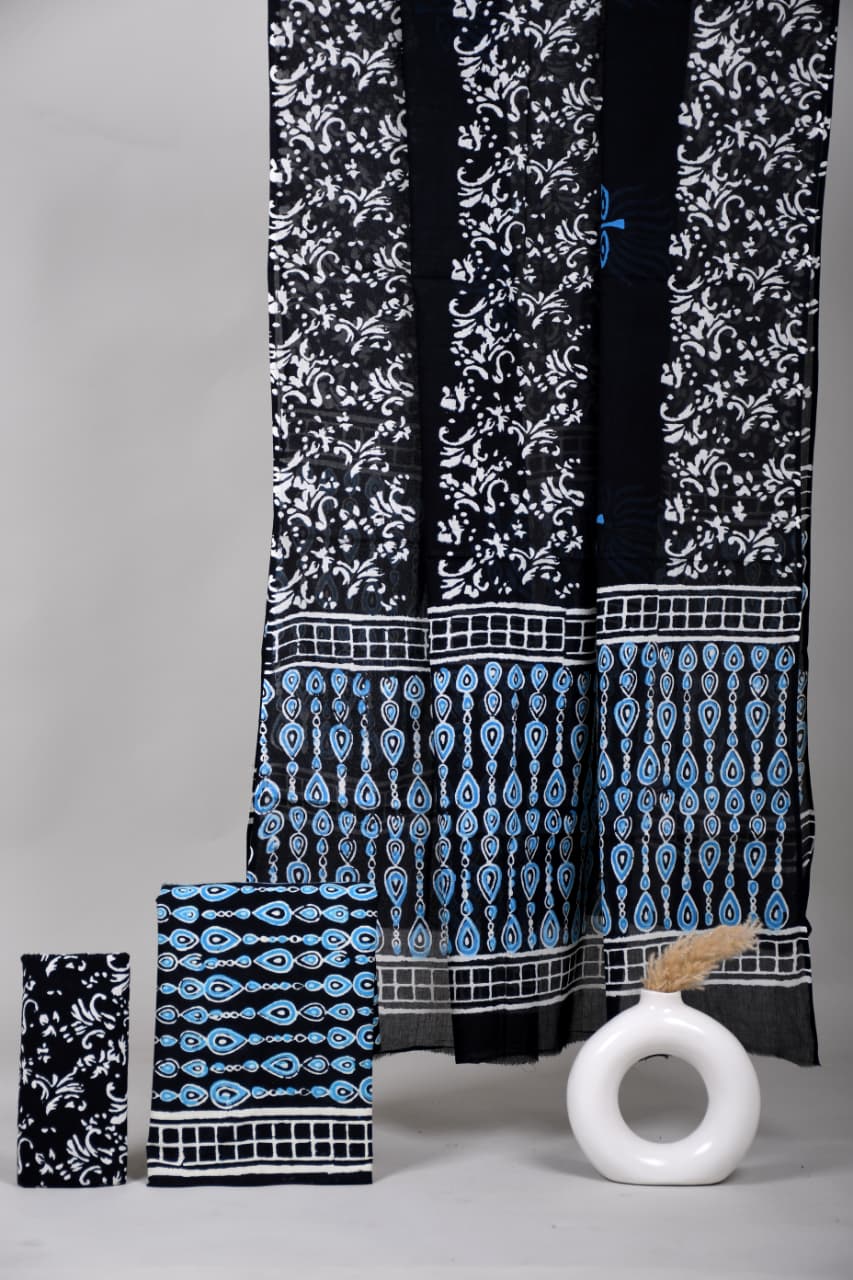 Block printed 3 pc Suit sets (mul cotton) - jaipur factory sale