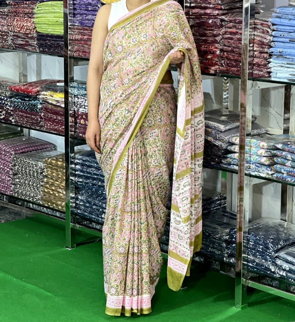 Block printed mul cotton sarees (jaipur factory sale)